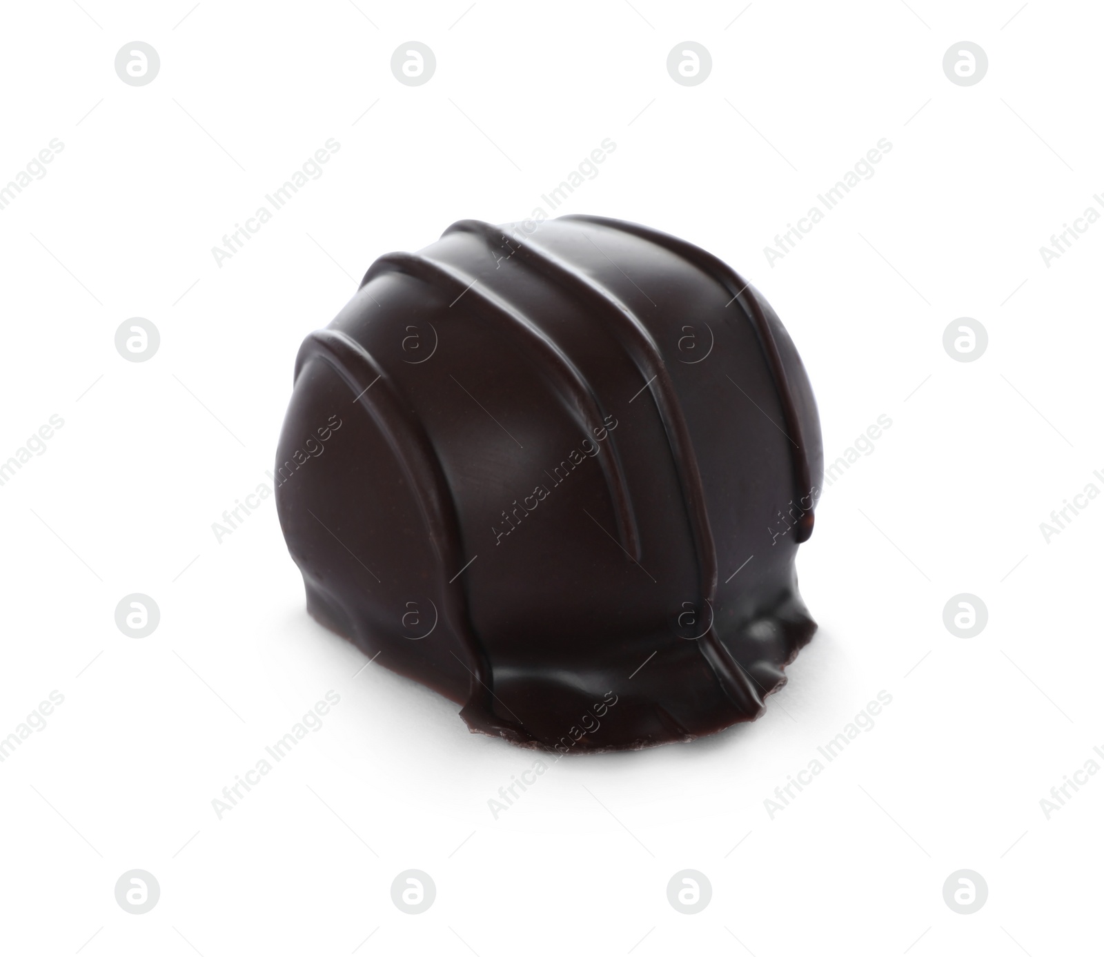 Photo of Delicious dark chocolate candy isolated on white