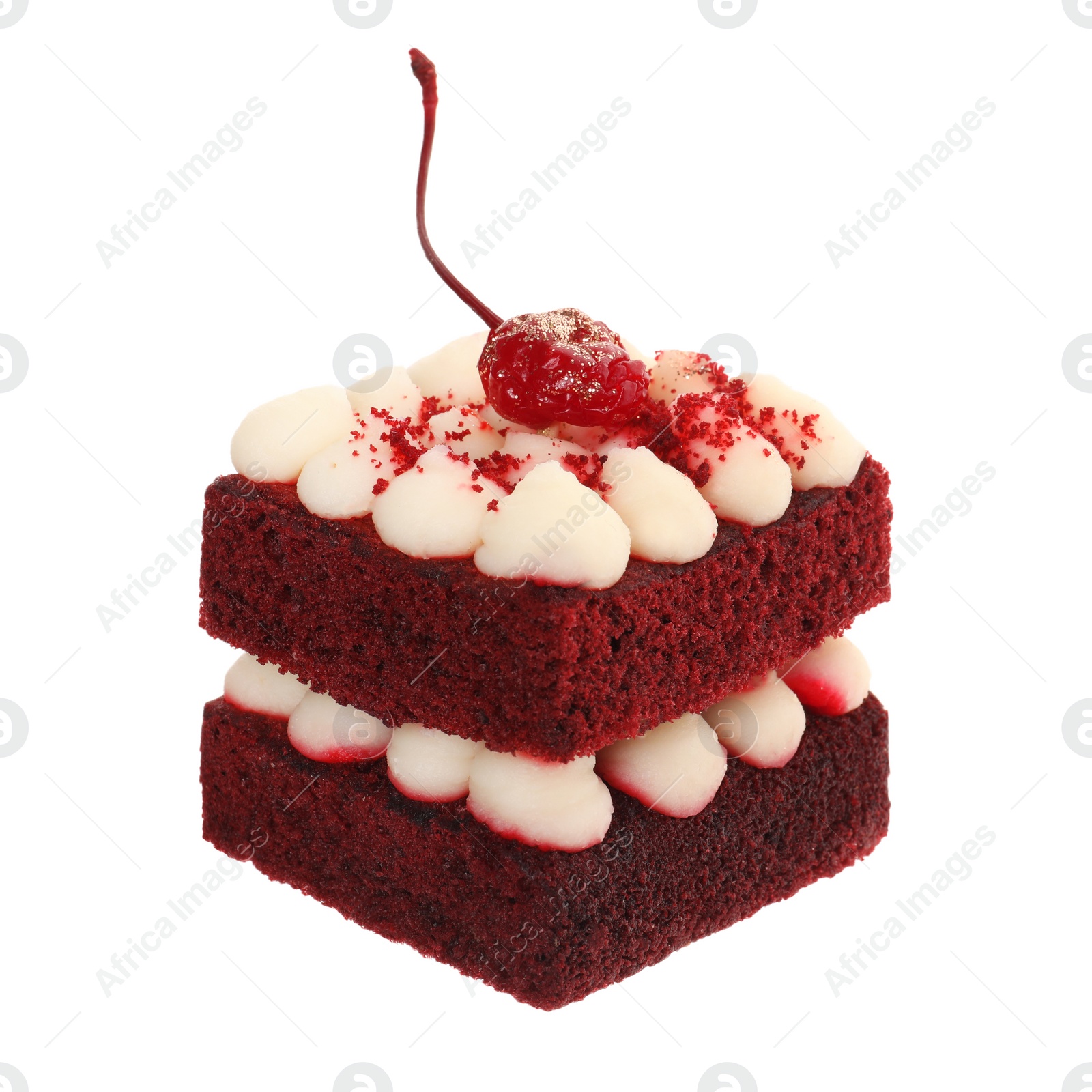 Photo of Delicious red velvet cake isolated on white