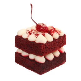 Delicious red velvet cake isolated on white