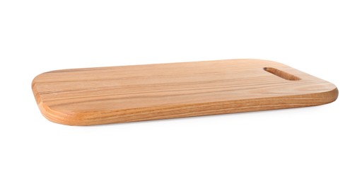 Photo of One wooden cutting board on white background