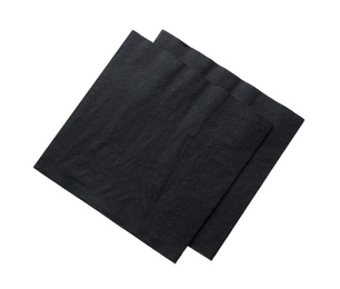 Photo of Black clean paper tissues on white background, top view