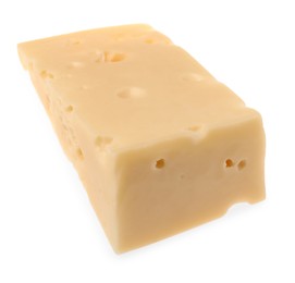Photo of Piece of tasty cheese isolated on white