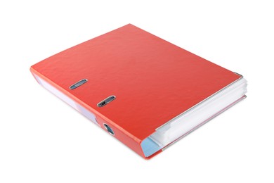 Photo of One red office folder isolated on white