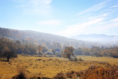 Picturesque landscape with beautiful sky over mountains