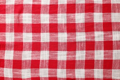 Photo of Red checkered tablecloth as background, top view