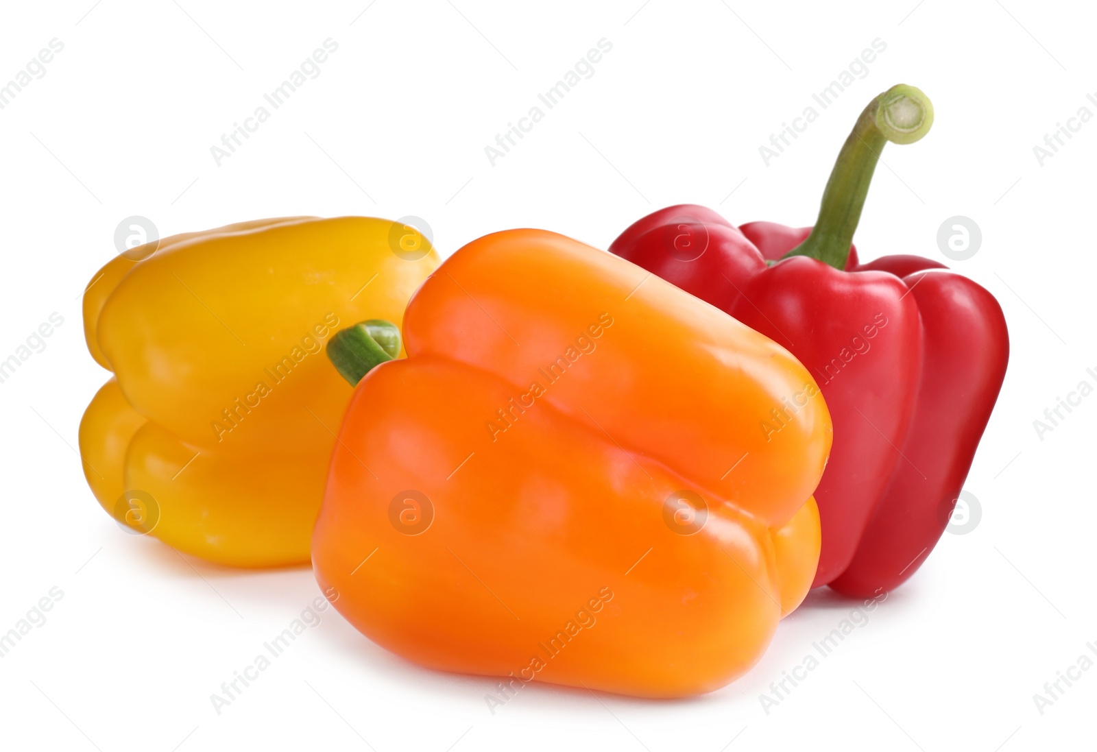 Photo of Fresh ripe bell peppers isolated on white