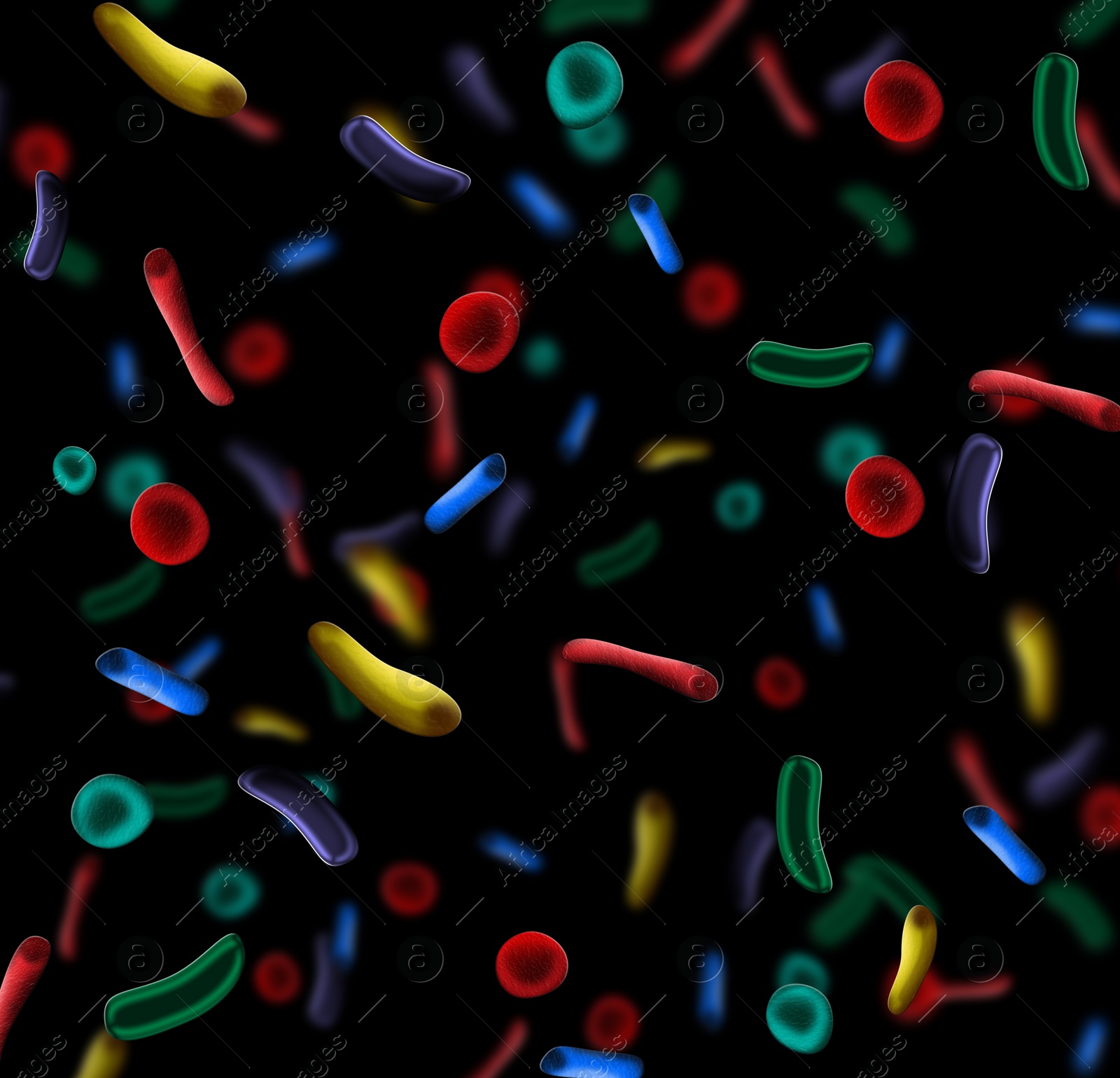 Illustration of Closeup view of bacteria under microscope. Illustration