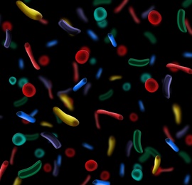 Illustration of Closeup view of bacteria under microscope. Illustration