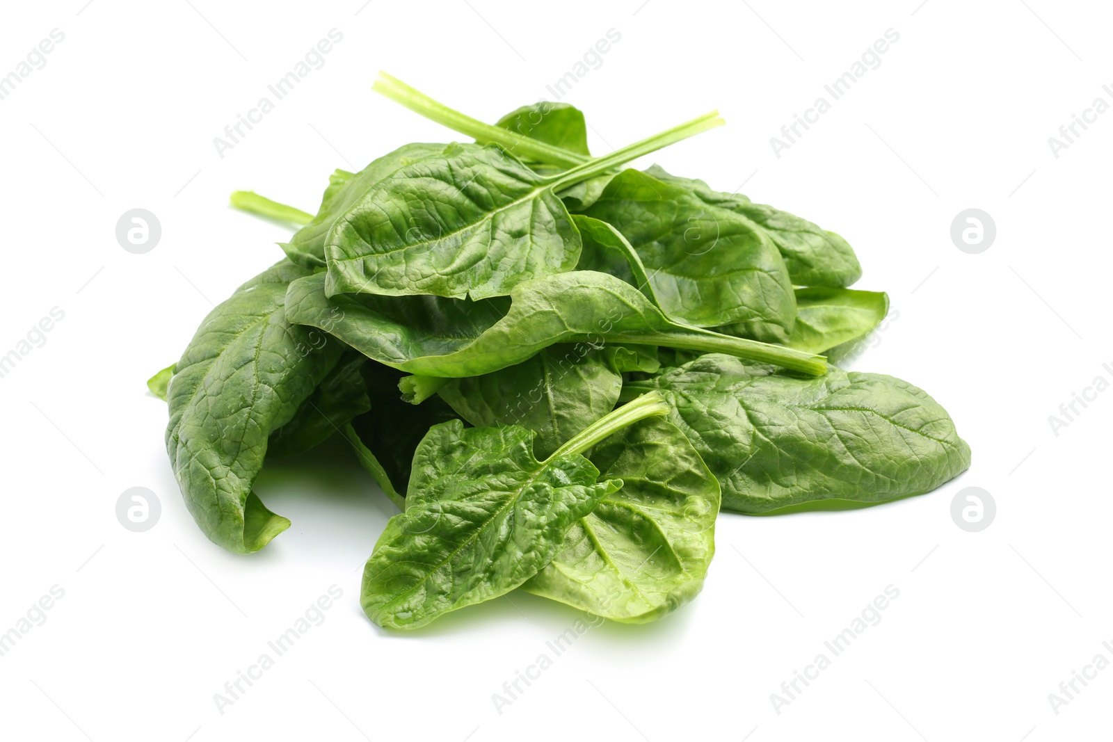 Photo of Pile of fresh spinach leaves isolated on white