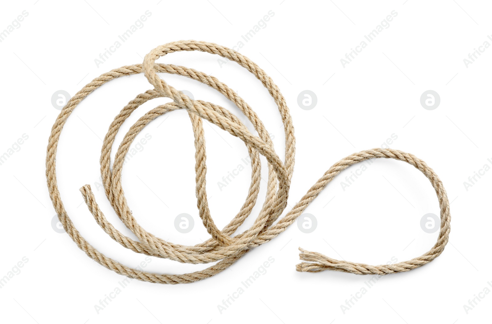 Photo of Hemp rope isolated on white, top view