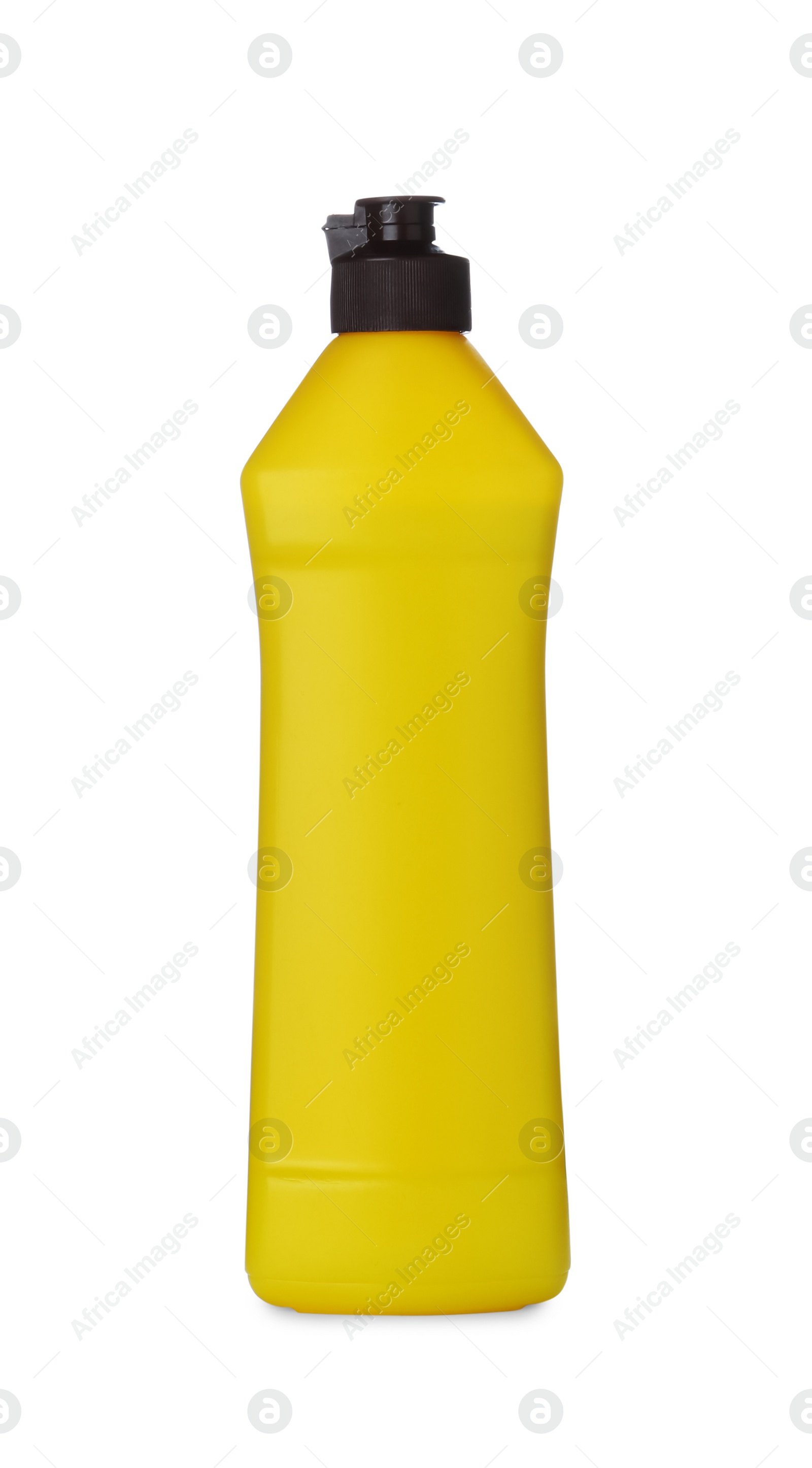 Photo of Yellow bottle of cleaning product isolated on white