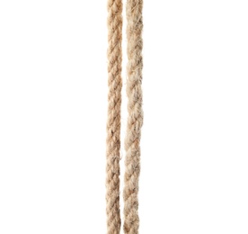 Photo of Hemp ropes on white background. Organic material