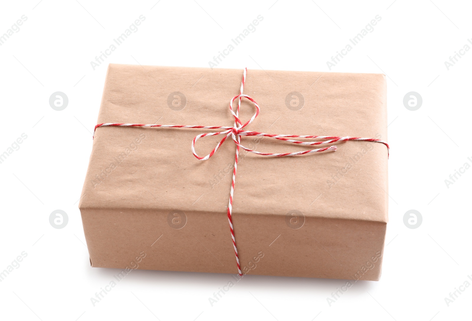 Photo of Beautifully wrapped gift box on white background