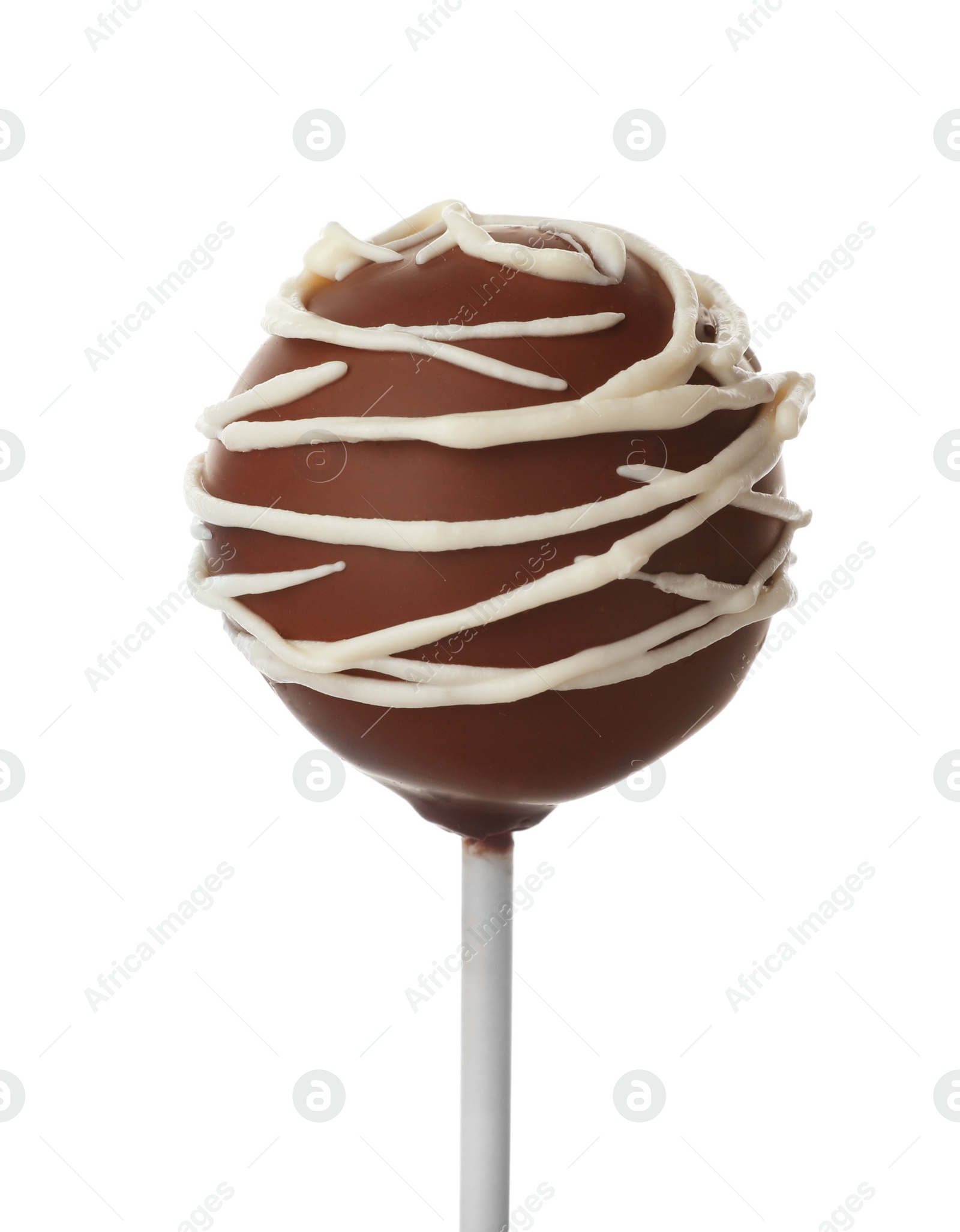 Photo of Tasty cake pop decorated with chocolate isolated on white