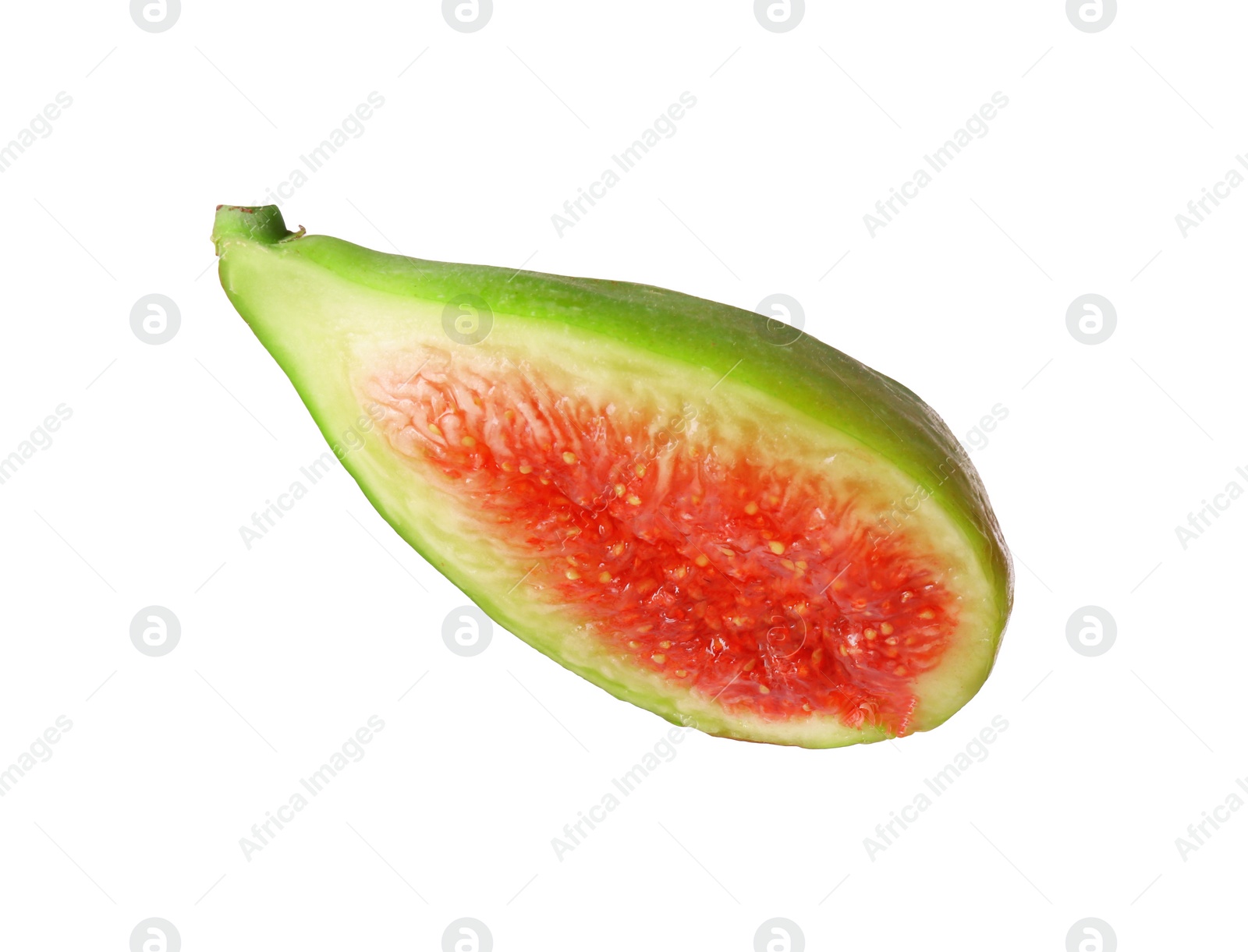 Photo of Half of fresh green fig isolated on white