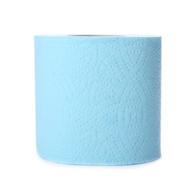 Photo of Roll of toilet paper on white background. Personal hygiene