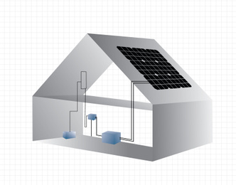 Illustration of Solar panels installation diagram on house roof. Illustration