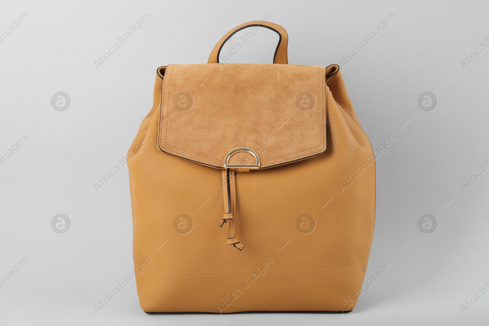 Photo of Stylish leather urban backpack on white background