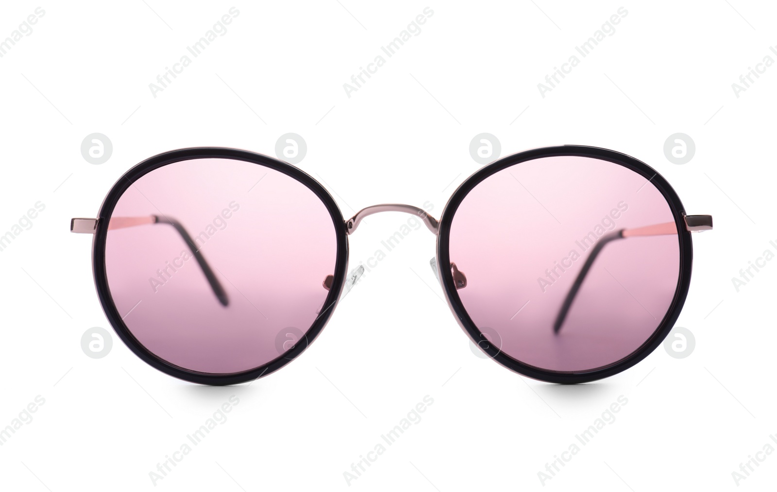 Photo of Stylish sunglasses on white background. Summer accessory