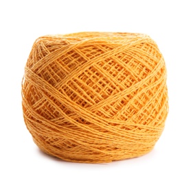 Clew of color knitting thread on white background