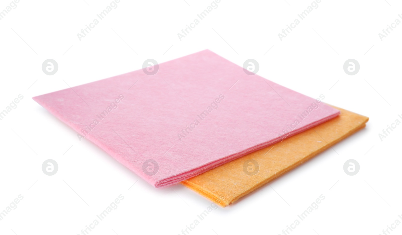 Photo of Cleaning rags for dish washing on white background