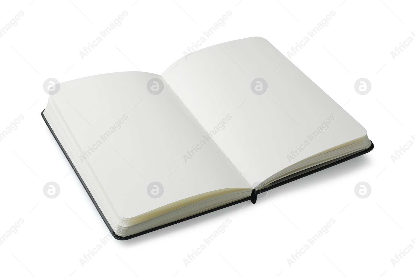 Photo of Open notebook with blank pages isolated on white