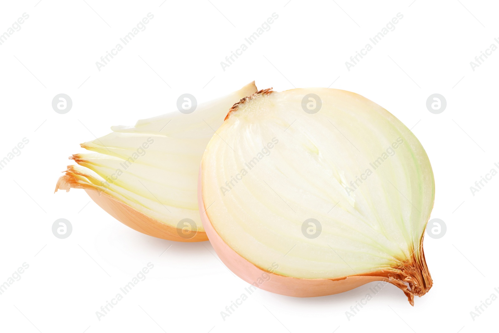 Image of Pieces of fresh onion isolated on white