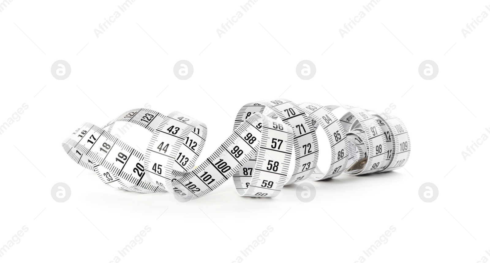 Photo of New measuring tape with scale isolated on white