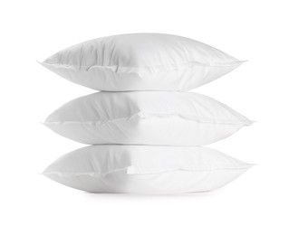 Stack of soft pillows isolated on white