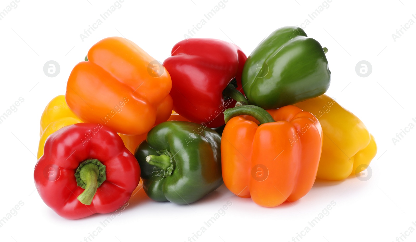 Photo of Fresh ripe bell peppers isolated on white