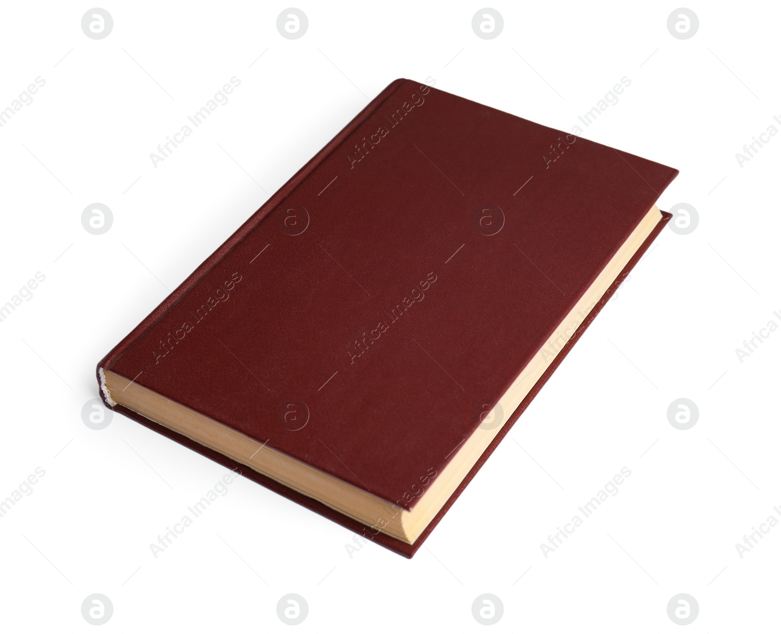 Photo of Book with blank brown cover on white background