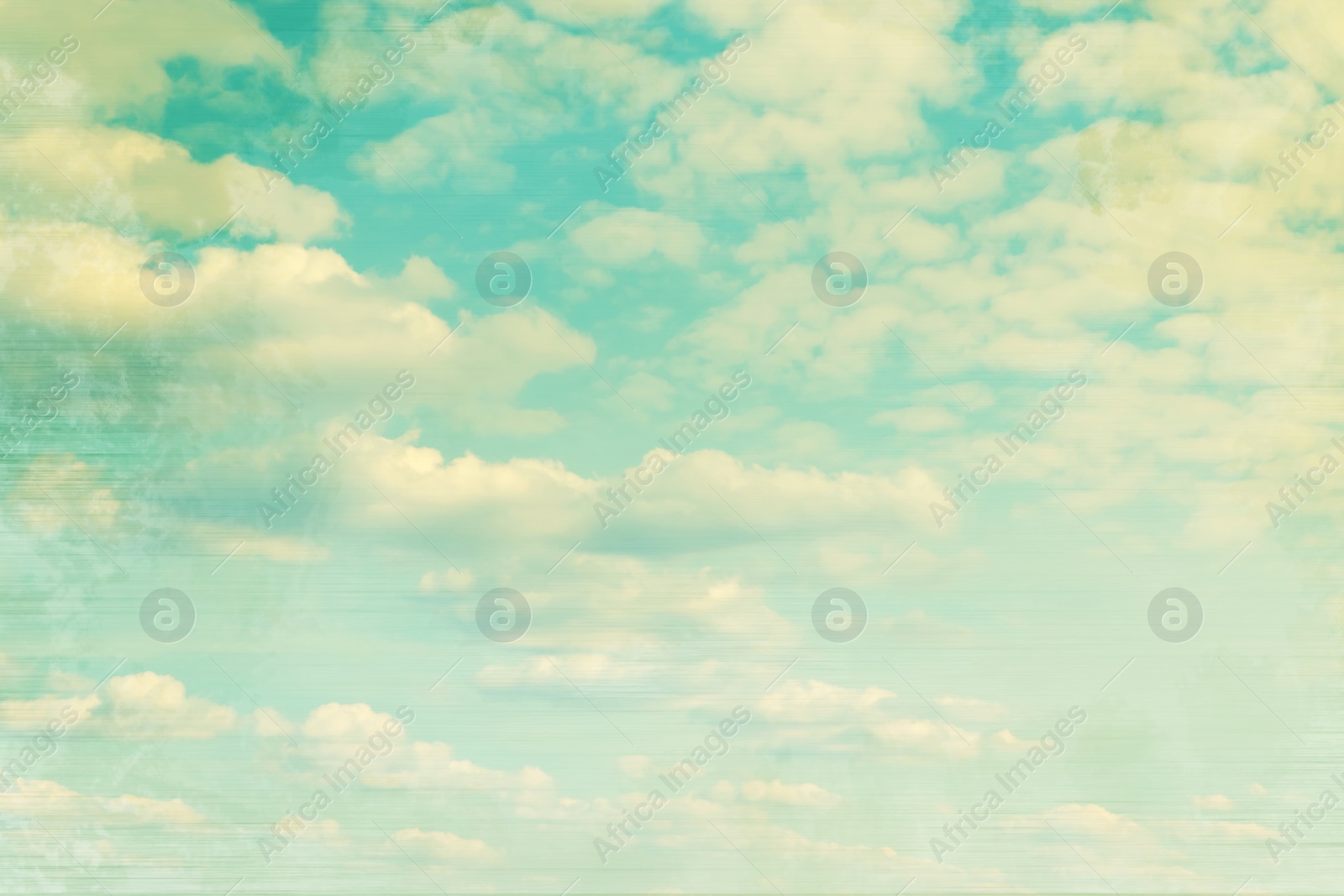 Image of View of beautiful sky with clouds. Retro style filter 