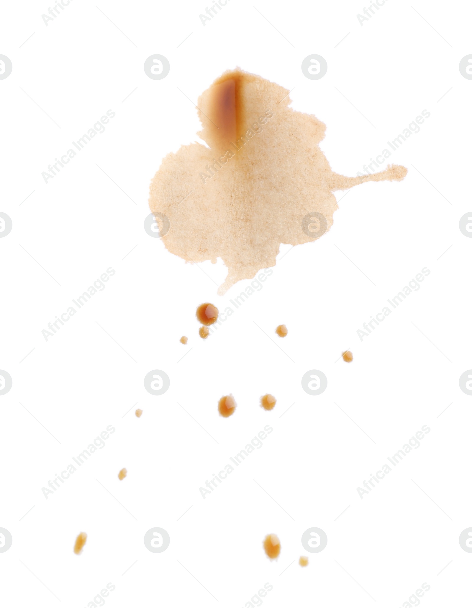 Photo of Dried coffee stain isolated on white, top view