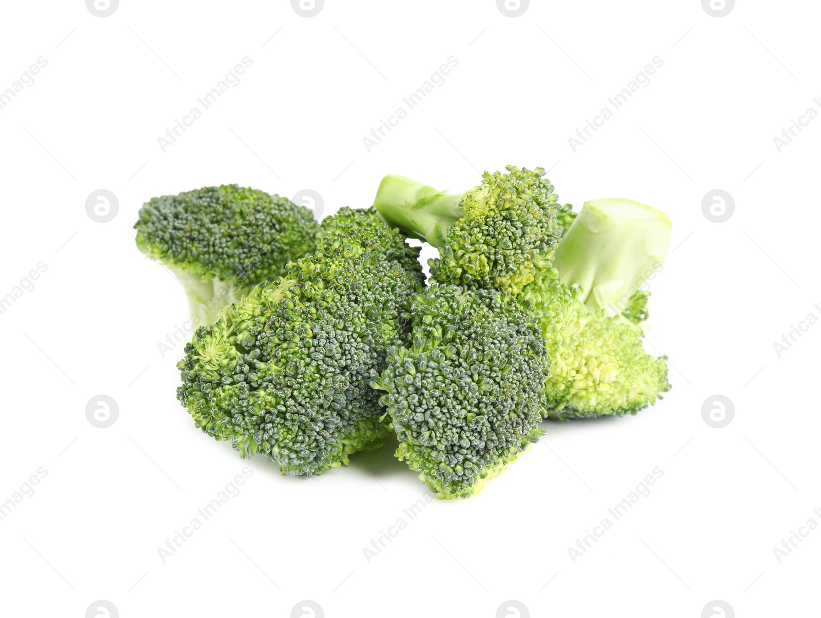 Photo of Fresh green broccoli on white background. Organic food