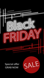 Illustration of Text BLACK FRIDAY on dark background. Sale and special offer 