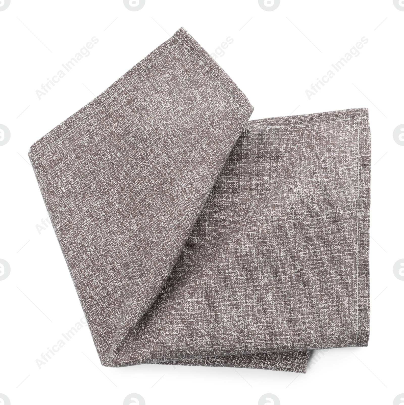 Photo of One grey kitchen napkin isolated on white, top view