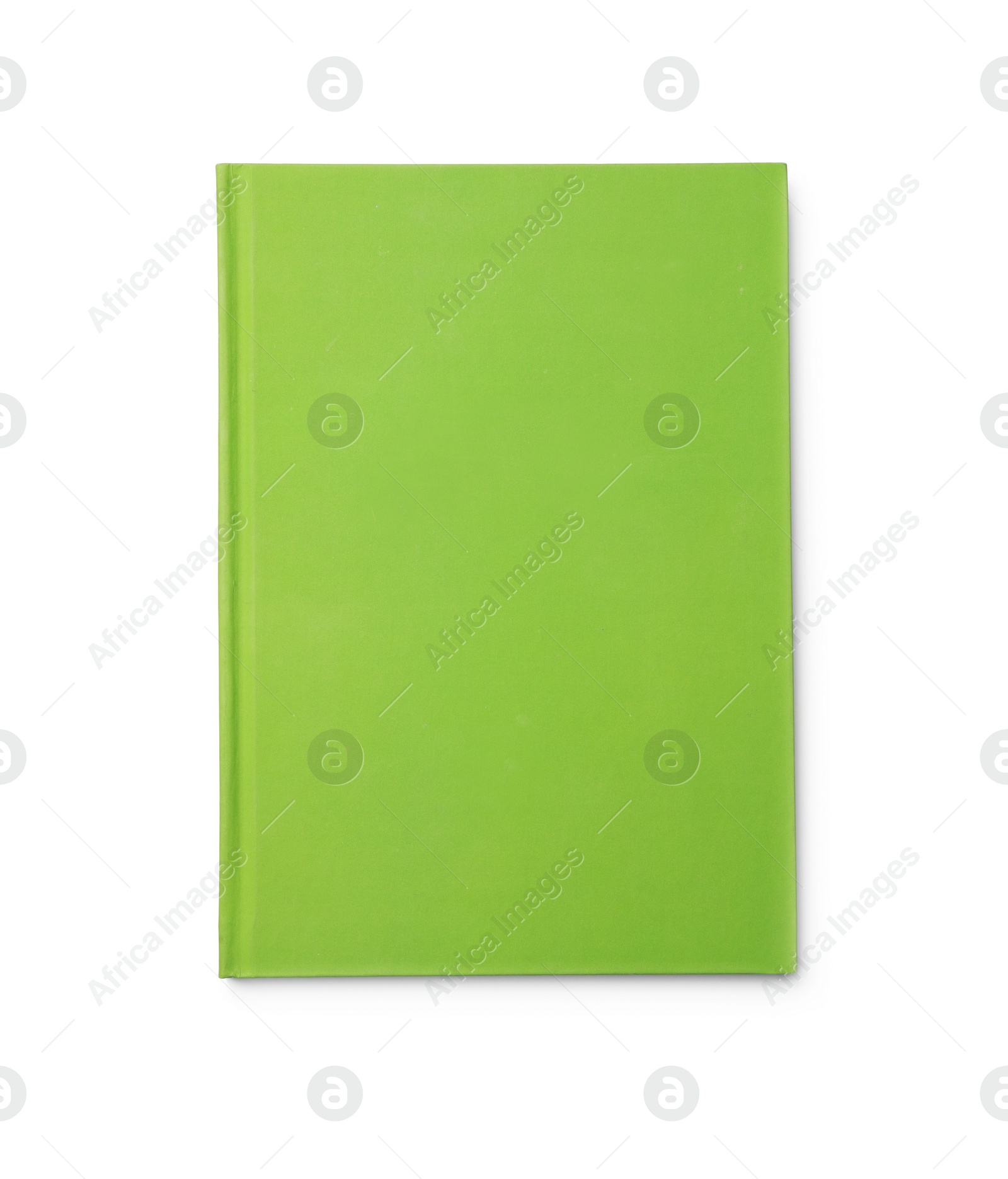 Photo of Stylish green notebook isolated on white, top view