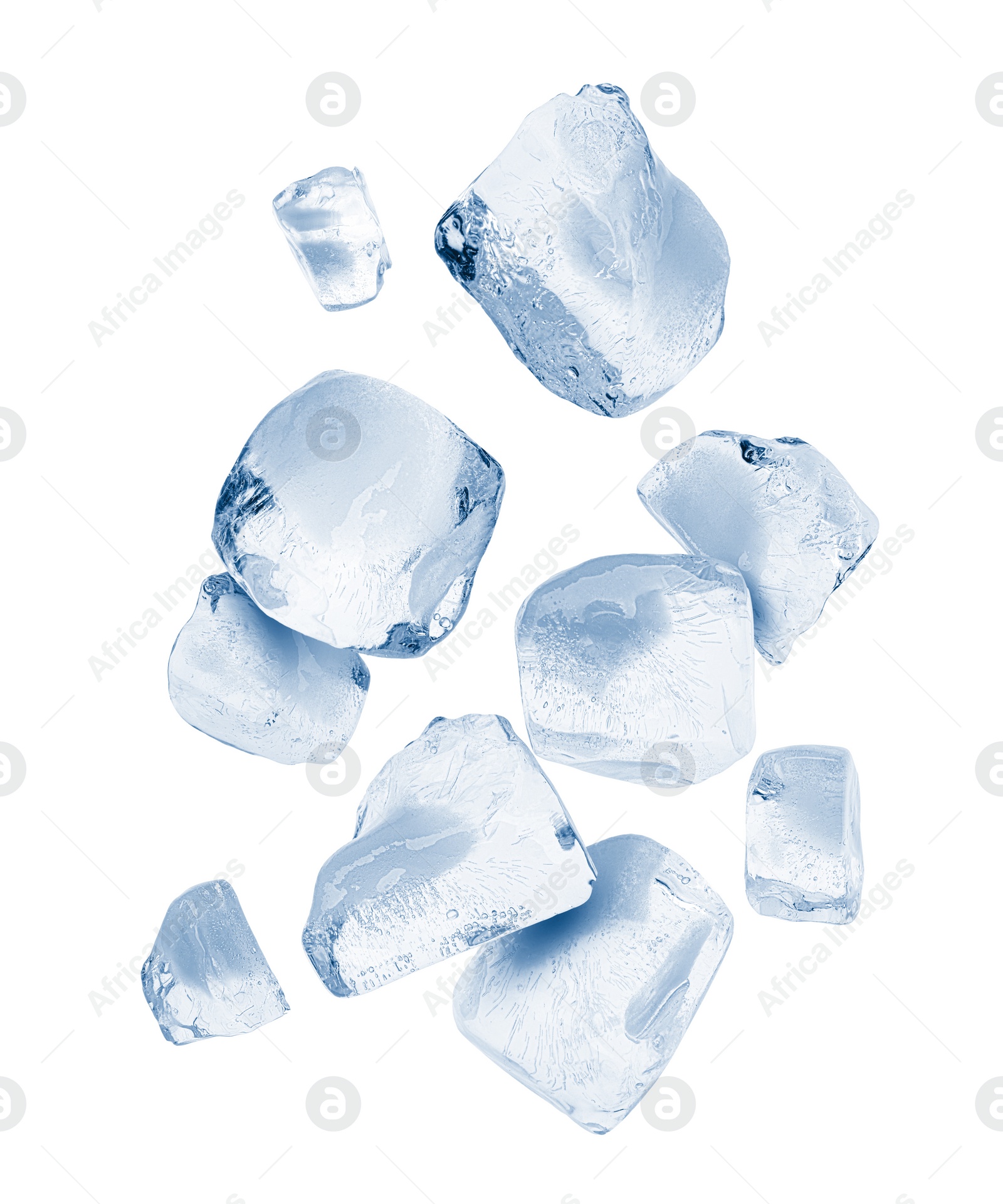 Image of Crushed ice in air on white background