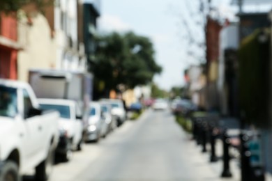 Blurred view of city street with cars