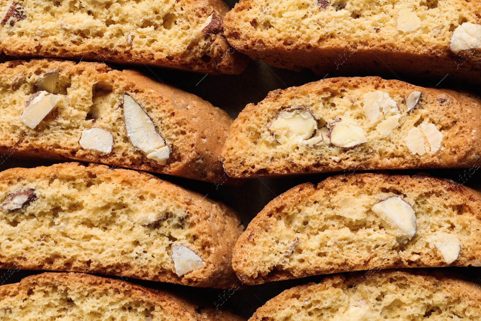 Photo of Traditional Italian almond biscuits (Cantucci), closeup view