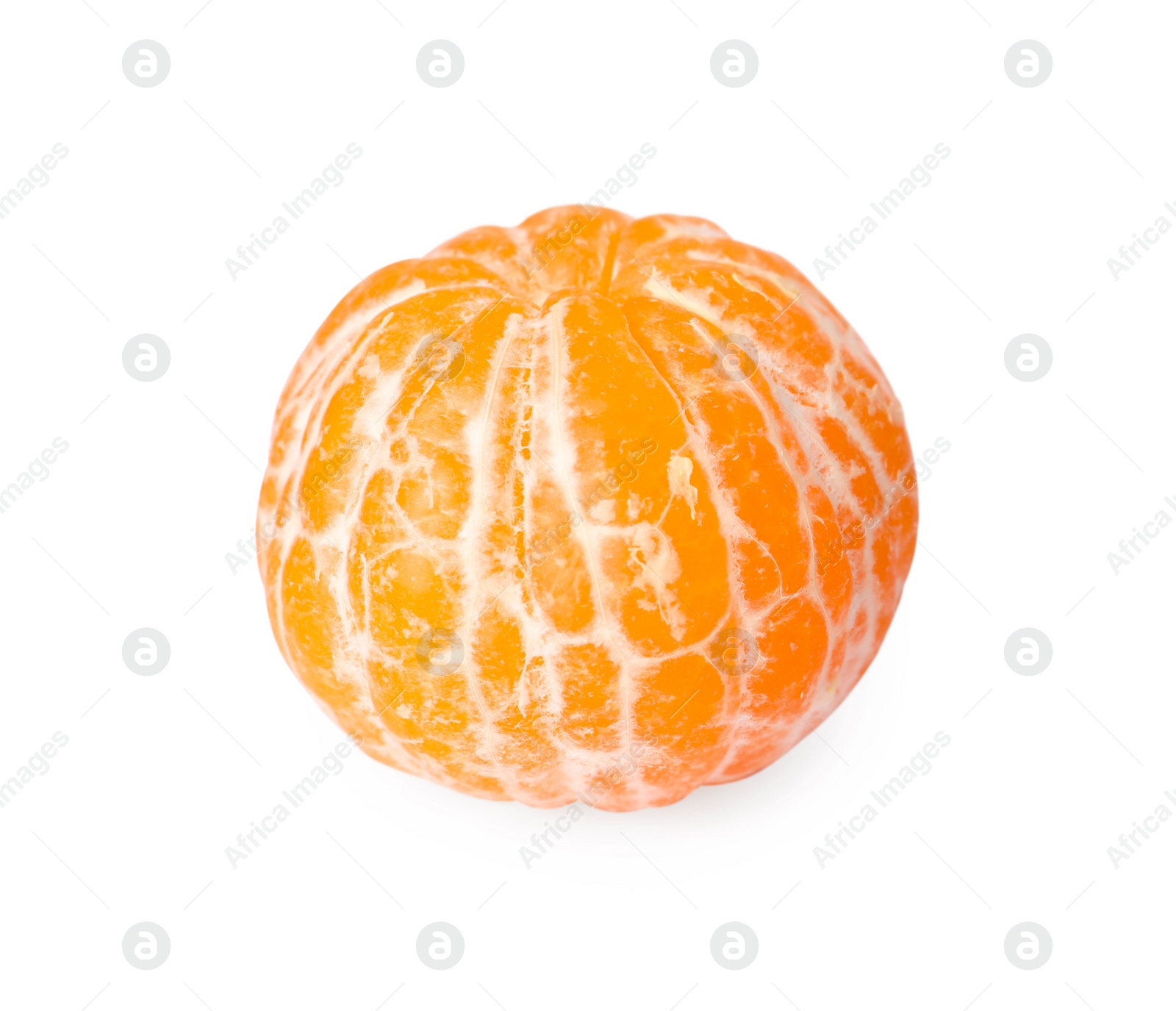 Photo of Peeled fresh ripe tangerine isolated on white