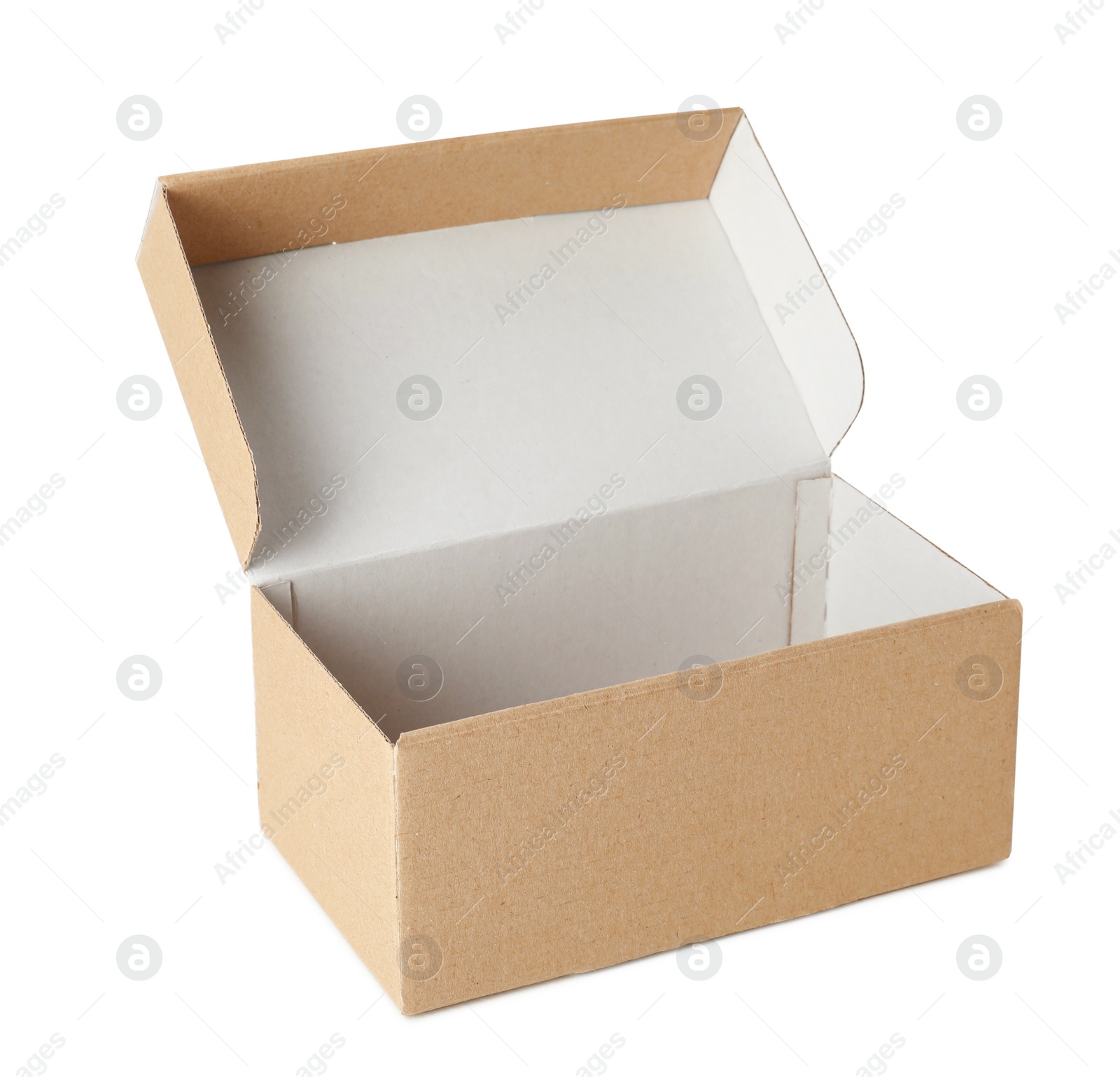 Photo of Empty open cardboard box isolated on white