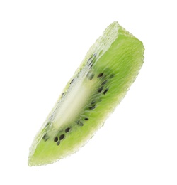 Photo of Cut fresh juicy kiwi on white background