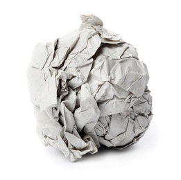 Photo of Sheet of crumpled paper isolated on white