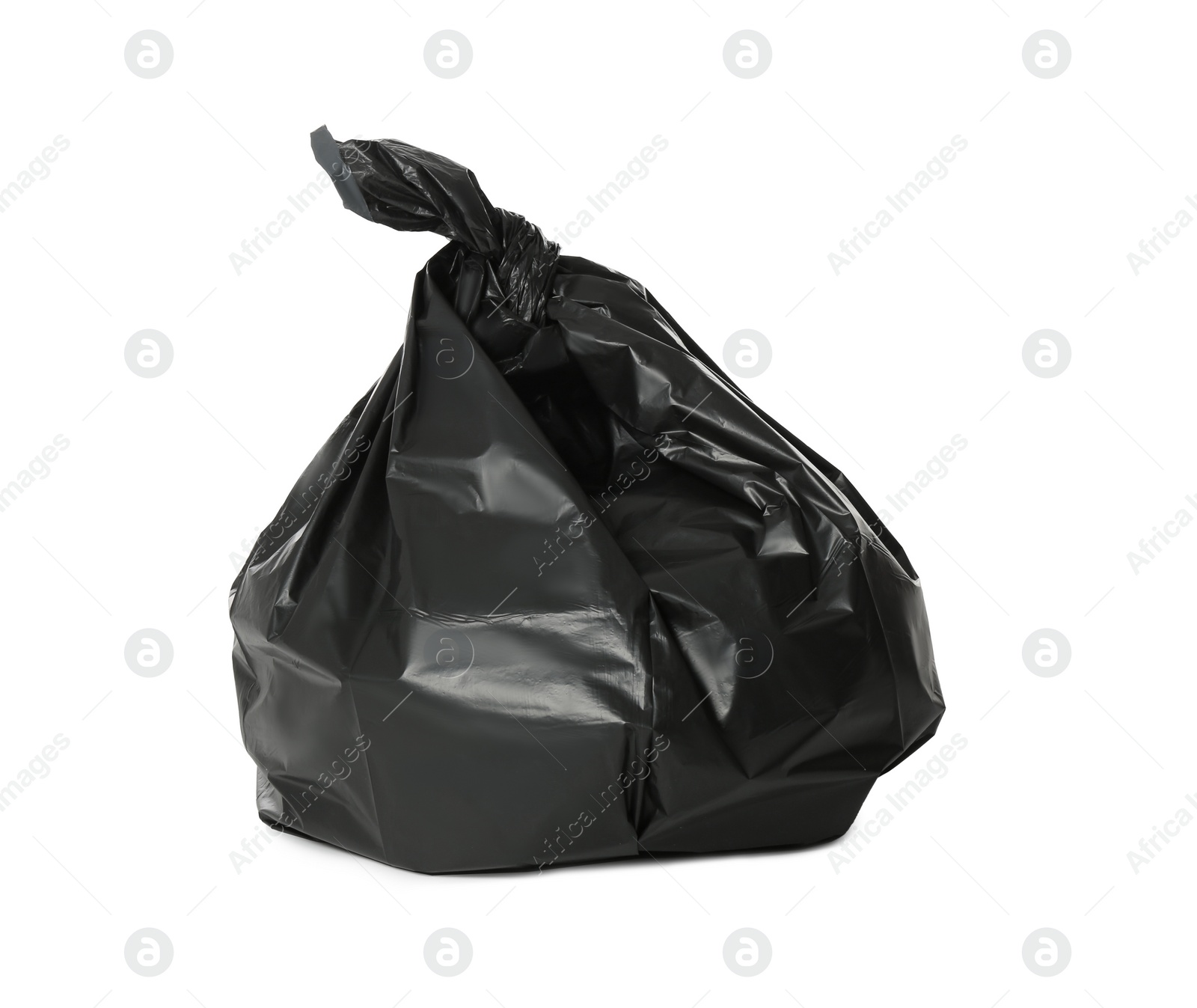 Photo of Trash bag full of garbage isolated on white