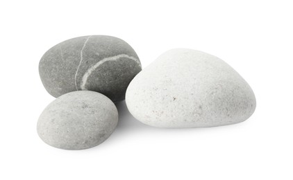 Group of different stones isolated on white