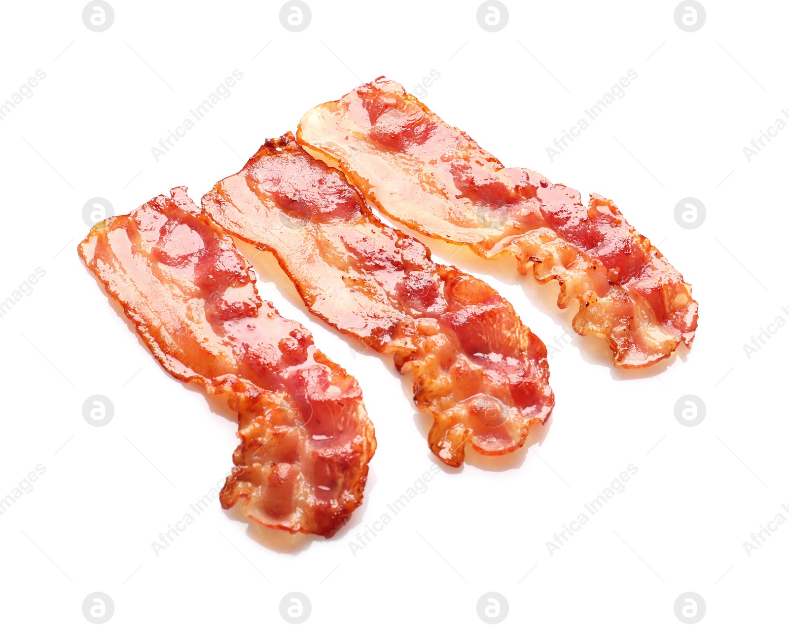 Photo of Fried bacon on white background