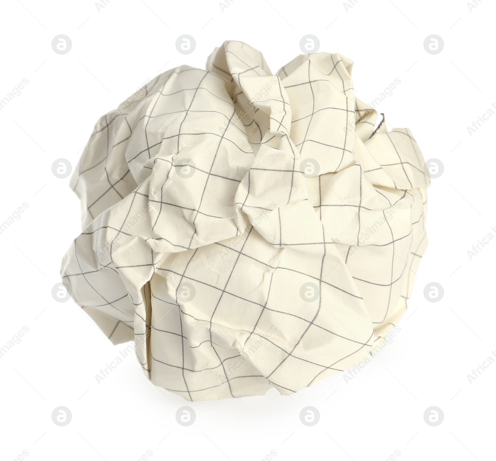 Photo of Crumpled sheet of beige paper isolated on white