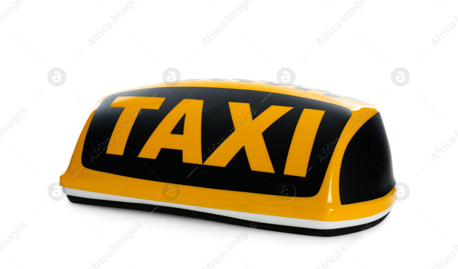 Photo of Yellow taxi roof sign isolated on white