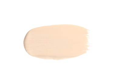 Photo of Sample of liquid foundation foundation on white background, top view